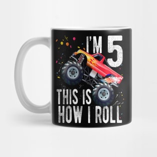 Kids 5 Year Old  5th Birthday Boy Monster Truck Car T Mug